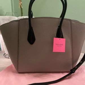 KATE SPADE NEE YORK PXRUA196 WARM TAUPE CROSSBODY LARGE SATCHEL NWT - MSRP $458